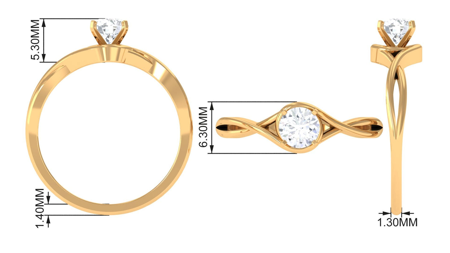 1/2 CT Round Solitaire Zircon Crossover Engagement Ring