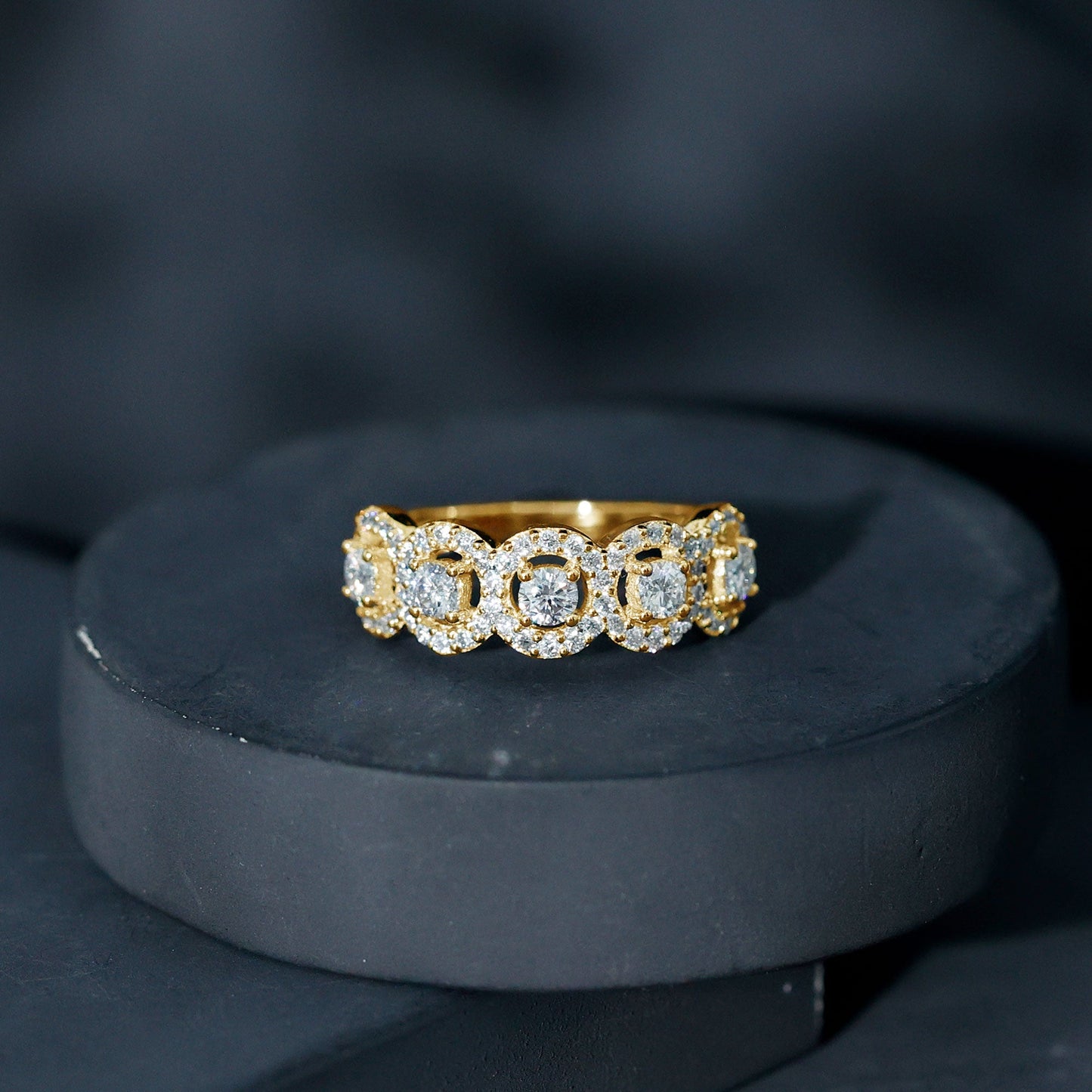 Classic Cubic Zirconia Halo Wedding Band Ring
