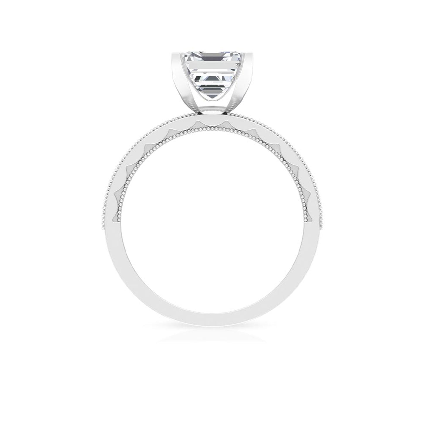 Asscher Cut Zircon Solitaire Engagement Ring