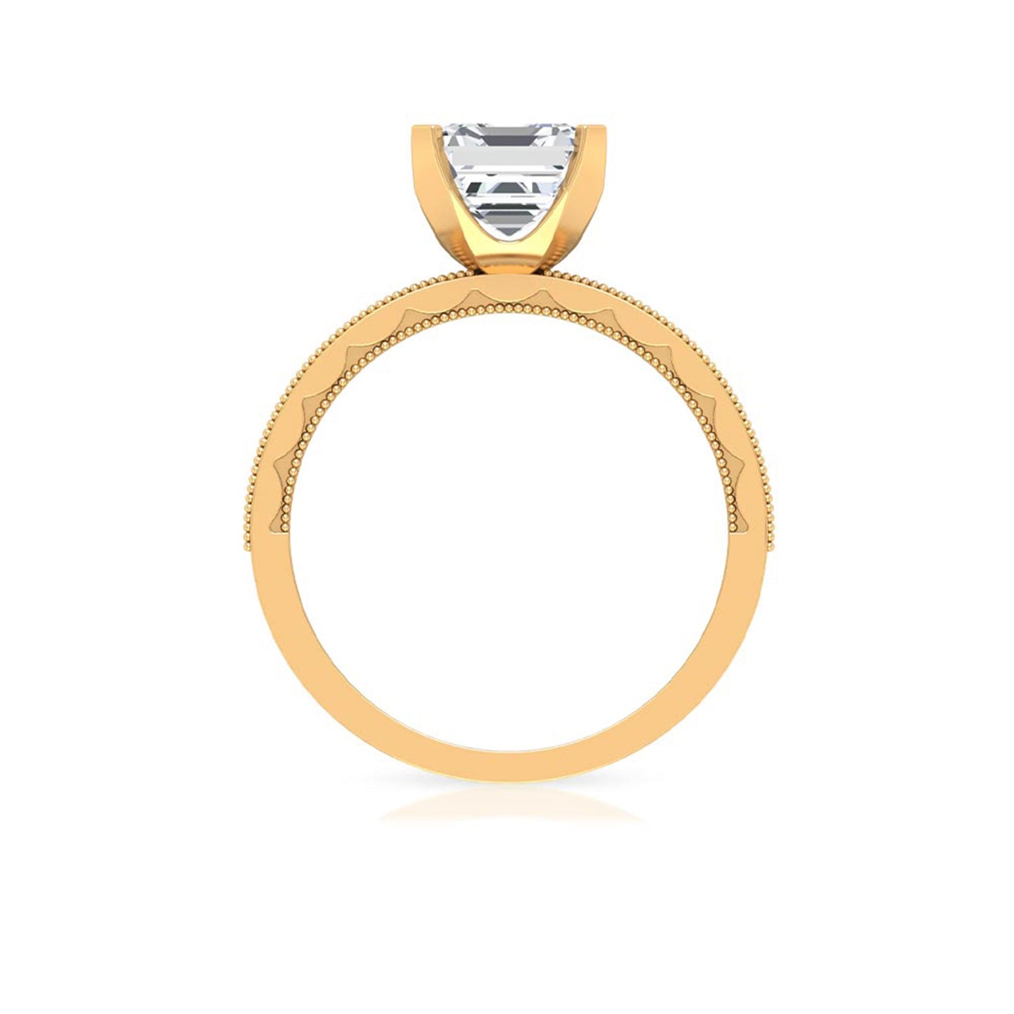 Asscher Cut Zircon Solitaire Engagement Ring