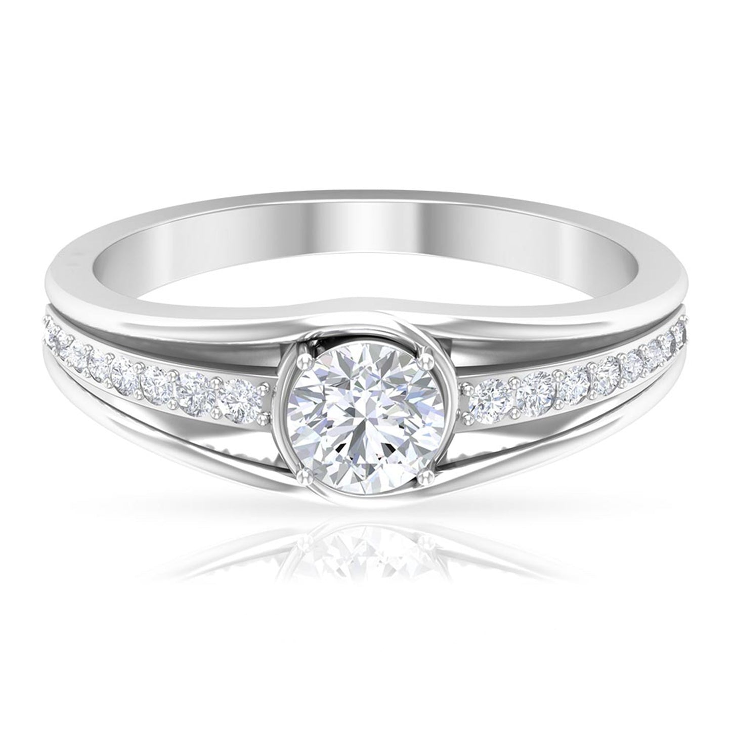 Cubic Zirconia Solitaire Band Ring