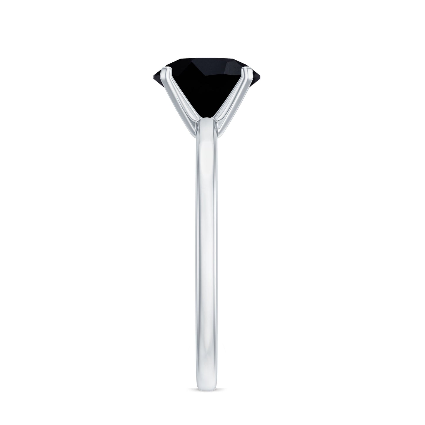 Certified Real 2.5 Carat Black Spinel Solitaire Engagement Ring