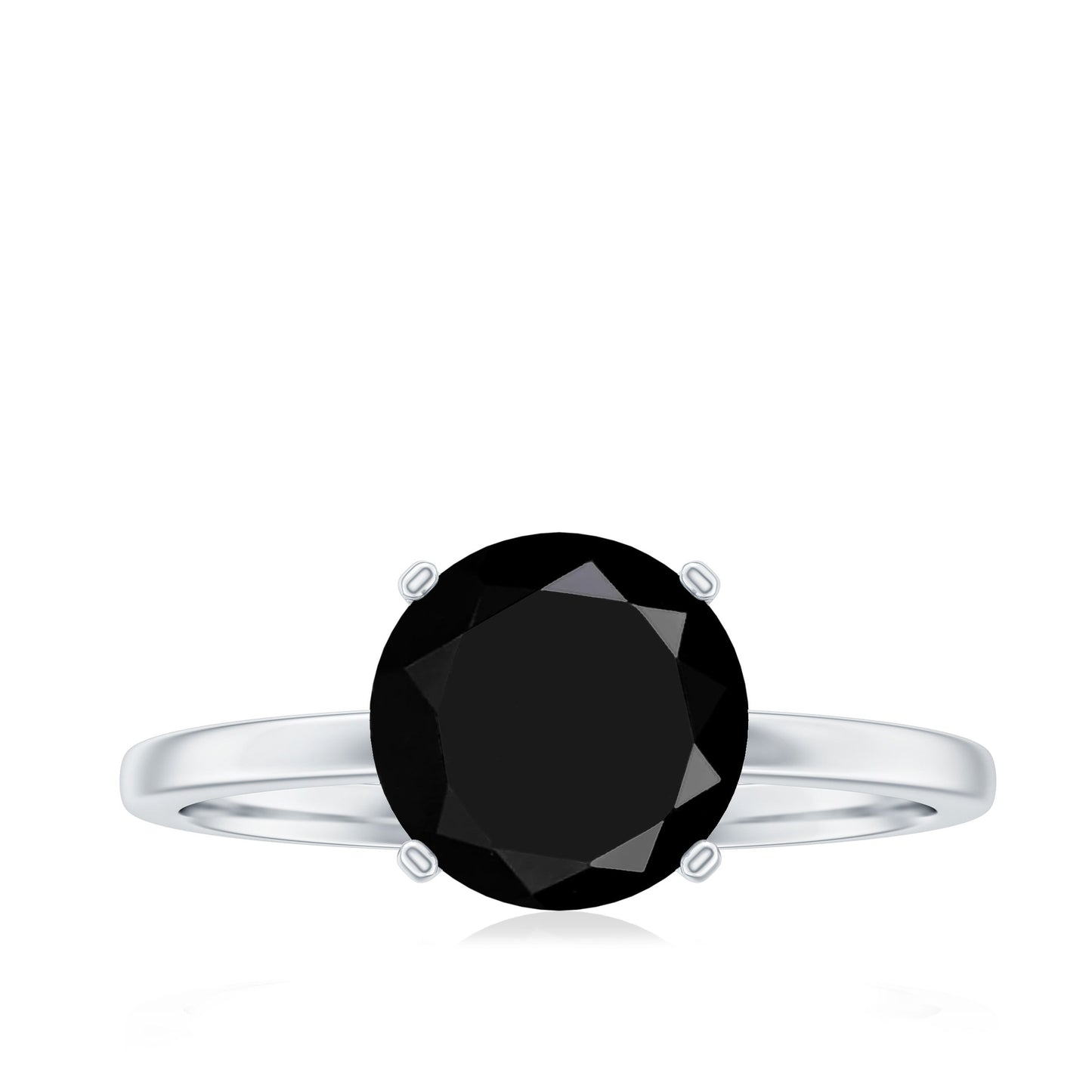 Certified Real 2.5 Carat Black Spinel Solitaire Engagement Ring