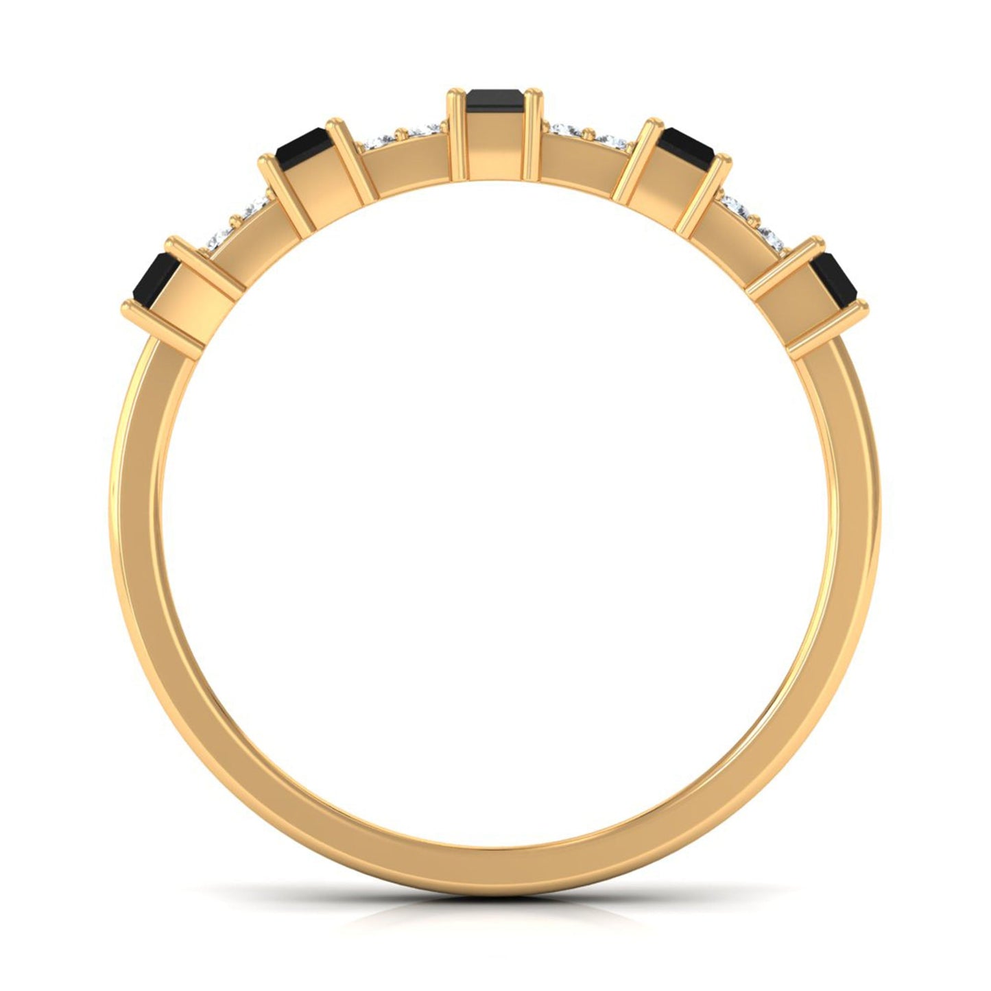 3/4 CT Black Spinel and Diamond Wide Band Ring