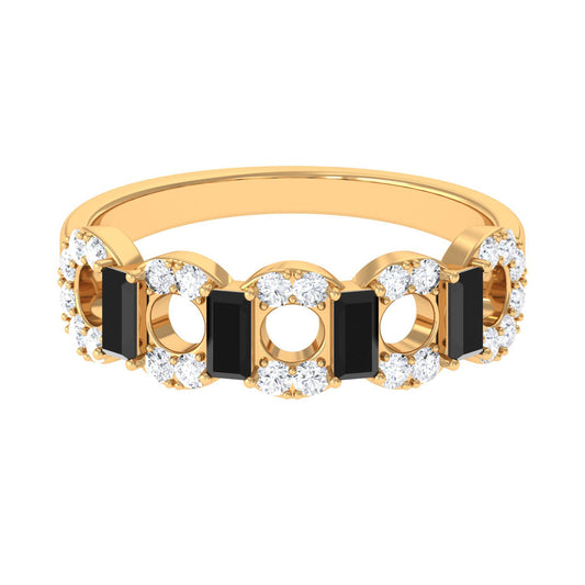 1 CT Black Spinel and Diamond Half Eternity Ring