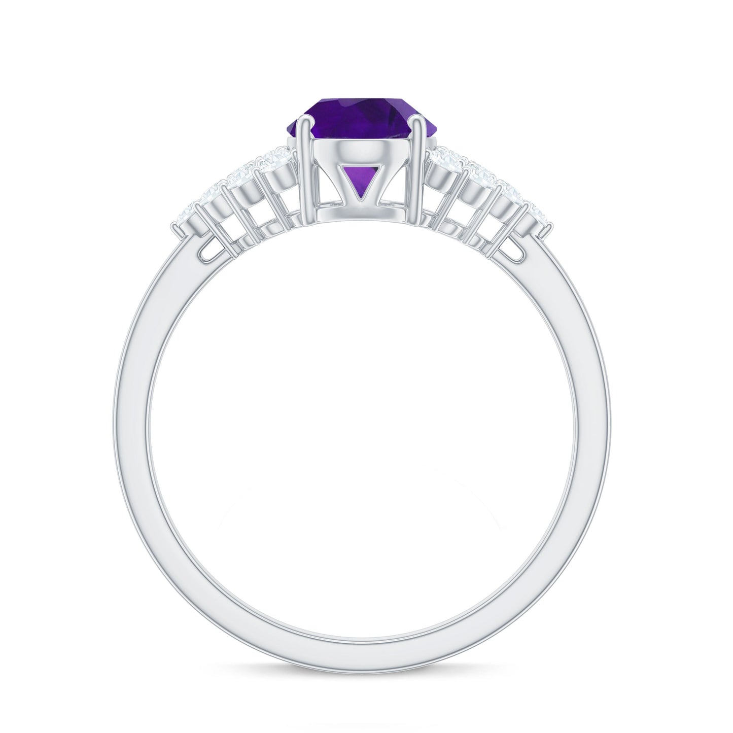 Classic Amethyst and Diamond Engagement Ring