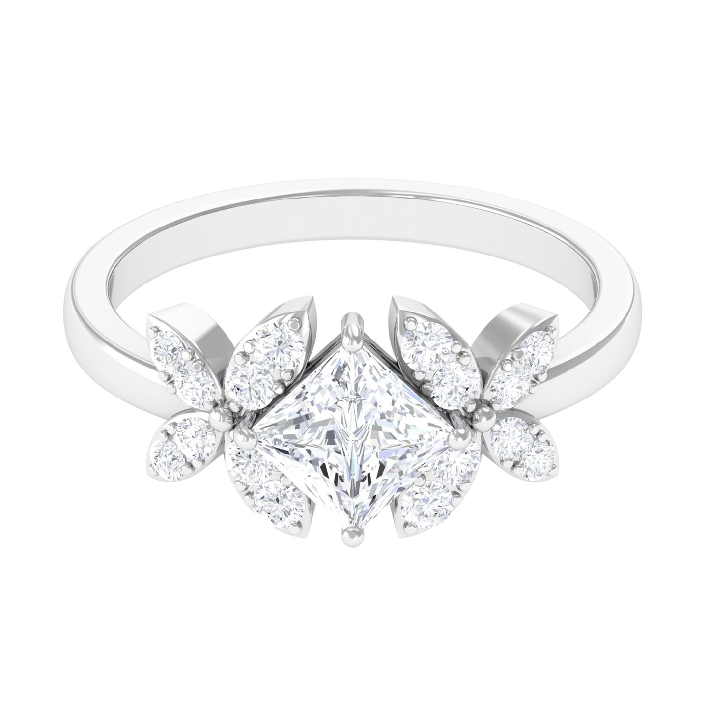 Zircon Floral Inspired Engagement Ring