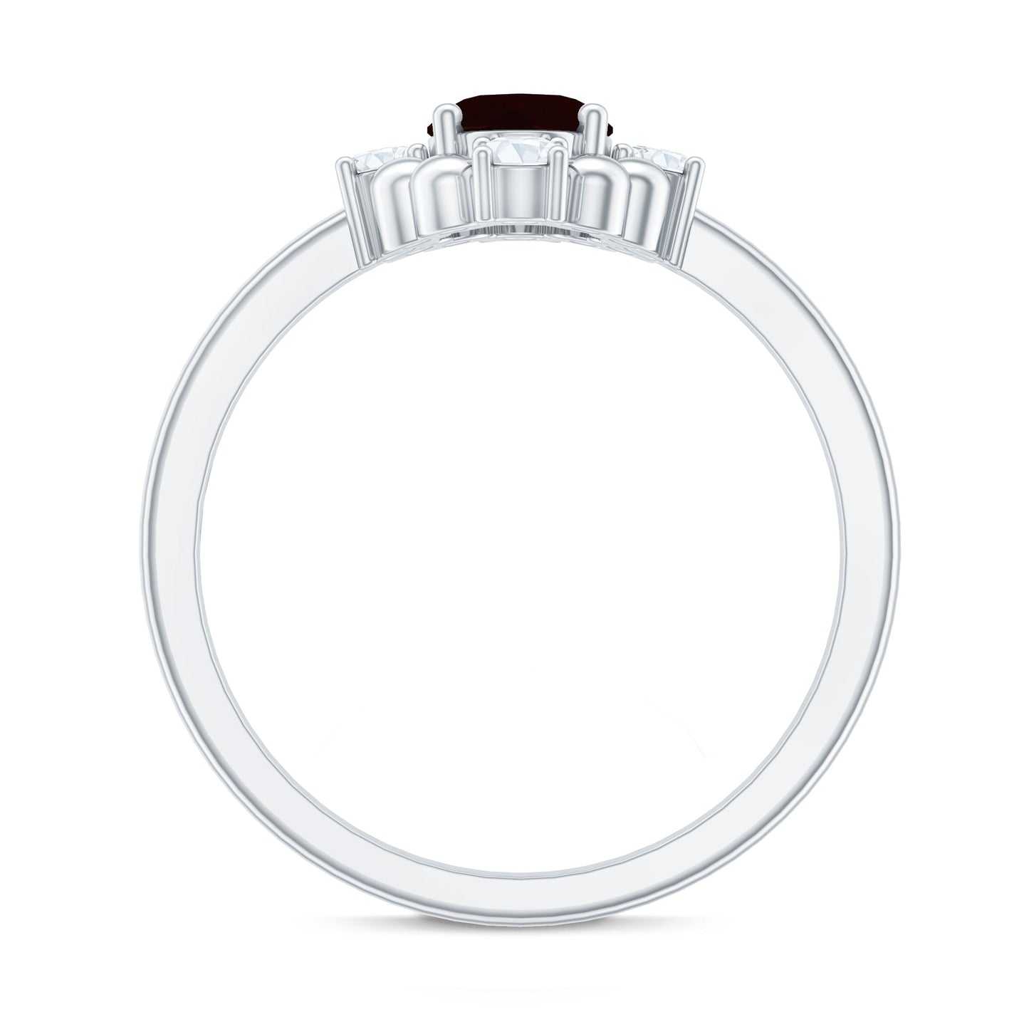 Vintage Inspired 6X8mm Garnet Oval Engagement Ring with Diamond