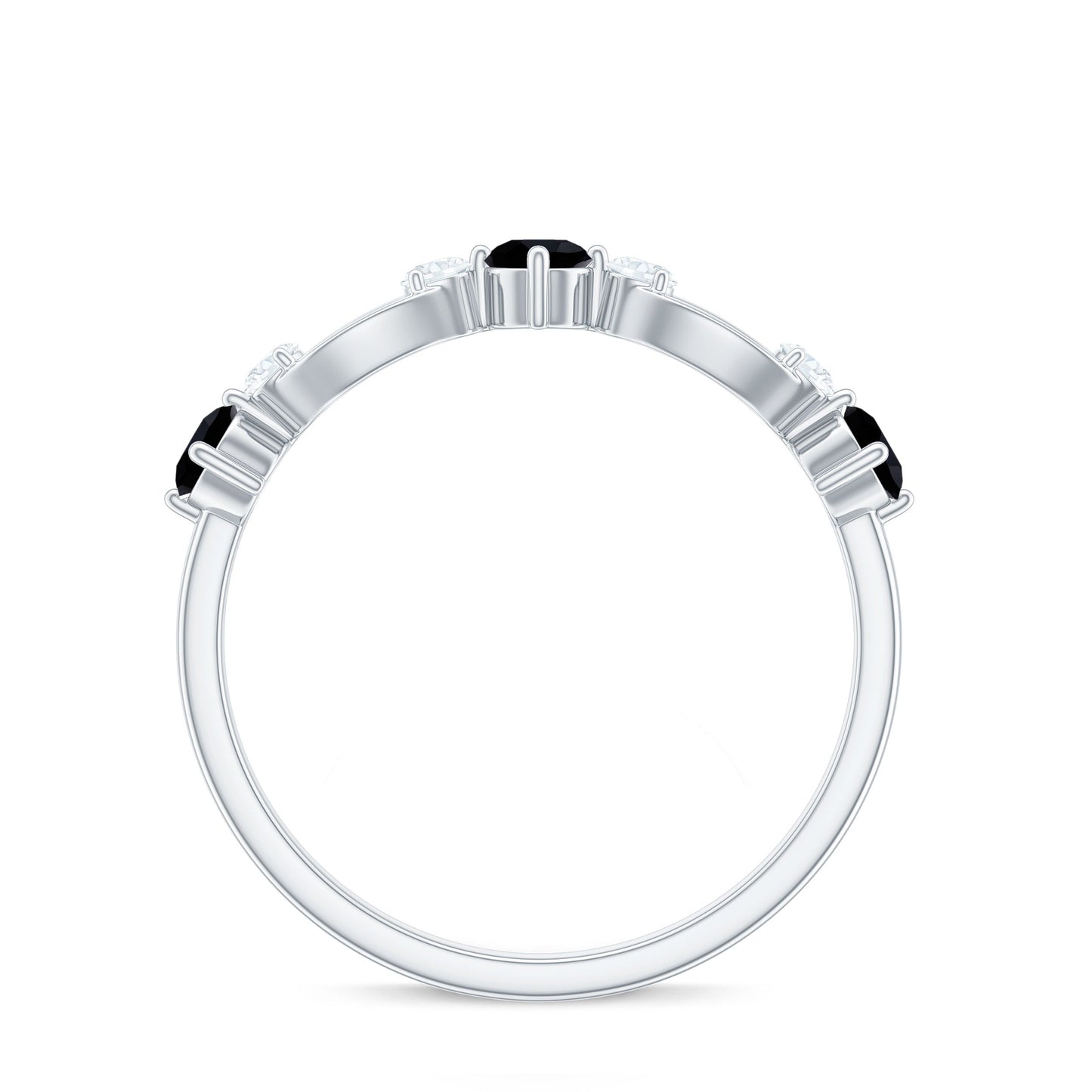 Certified Real Black Spinel Diamond Promise Ring for Her