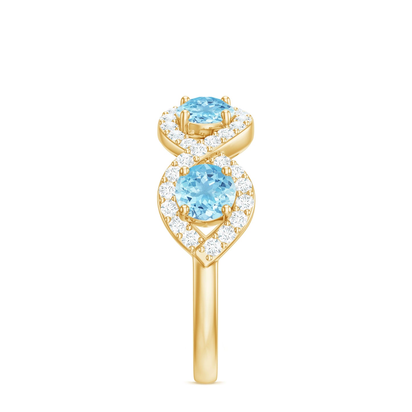 Braided Half Eternity Ring with Aquamarine and Diamond
