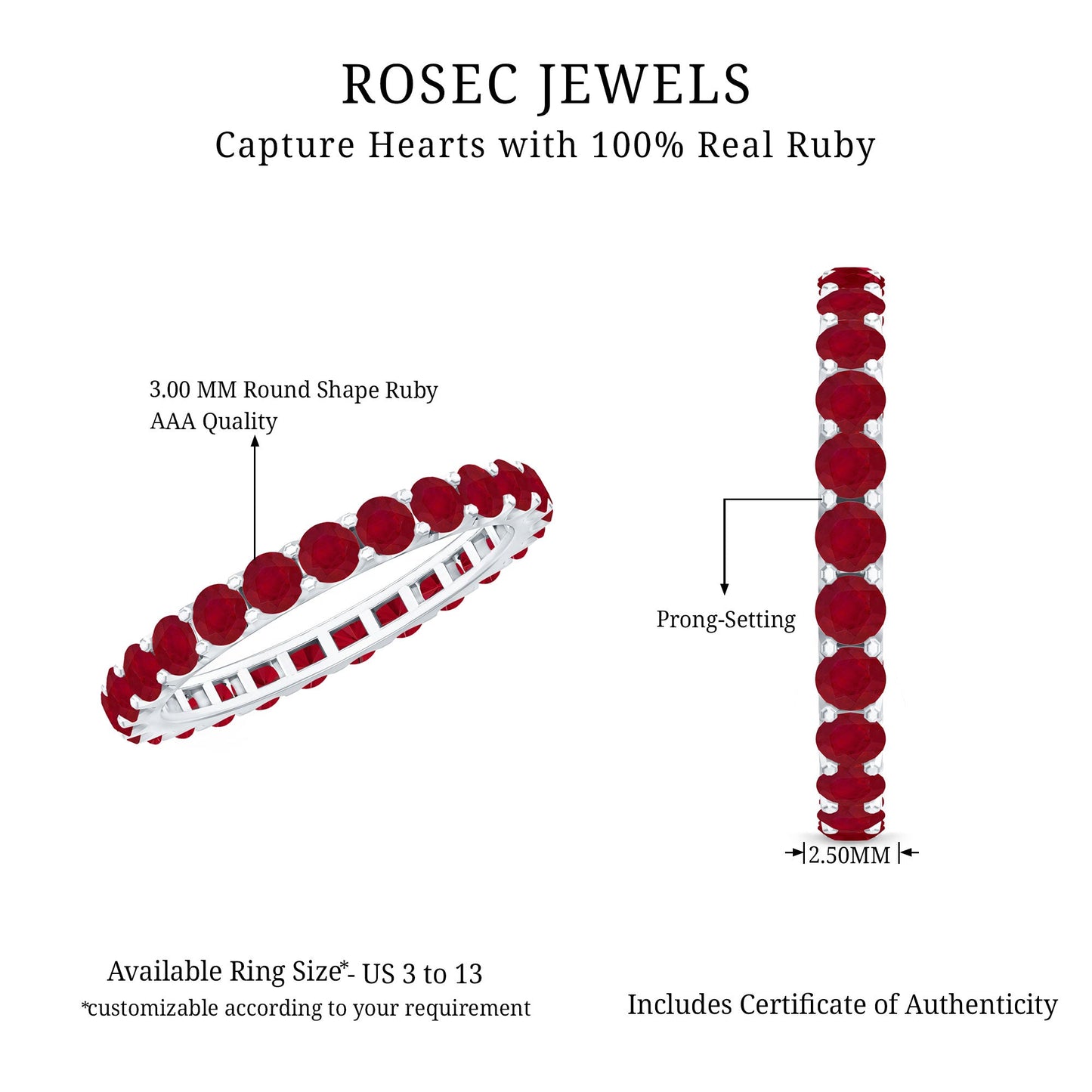 Natural Ruby Eternity Stackable Ring for Women