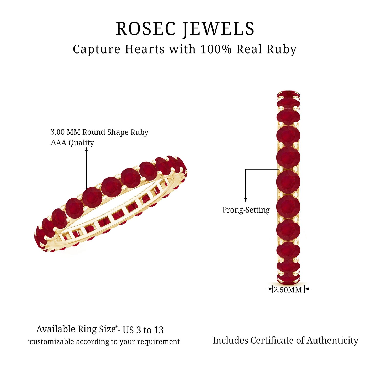 Natural Ruby Eternity Stackable Ring for Women