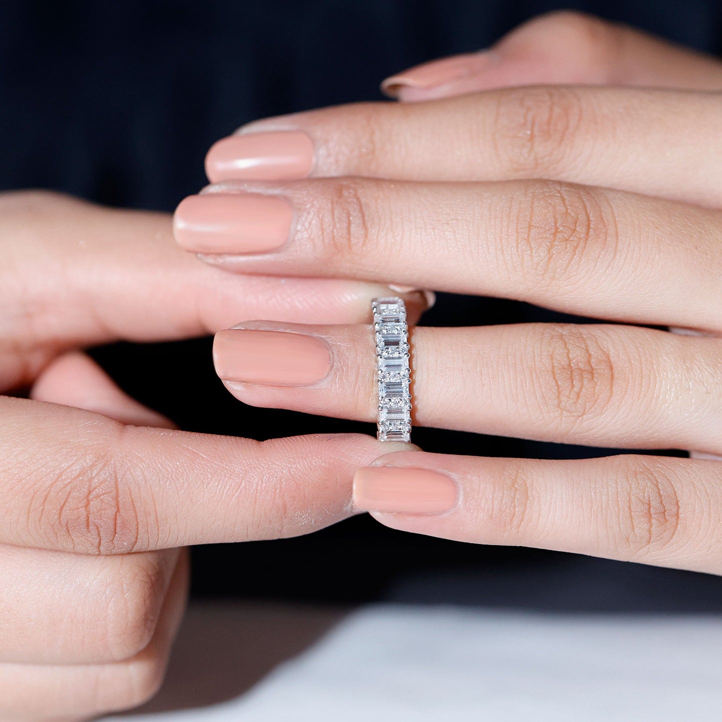 Certified Moissanite Wedding Anniversary Band Ring