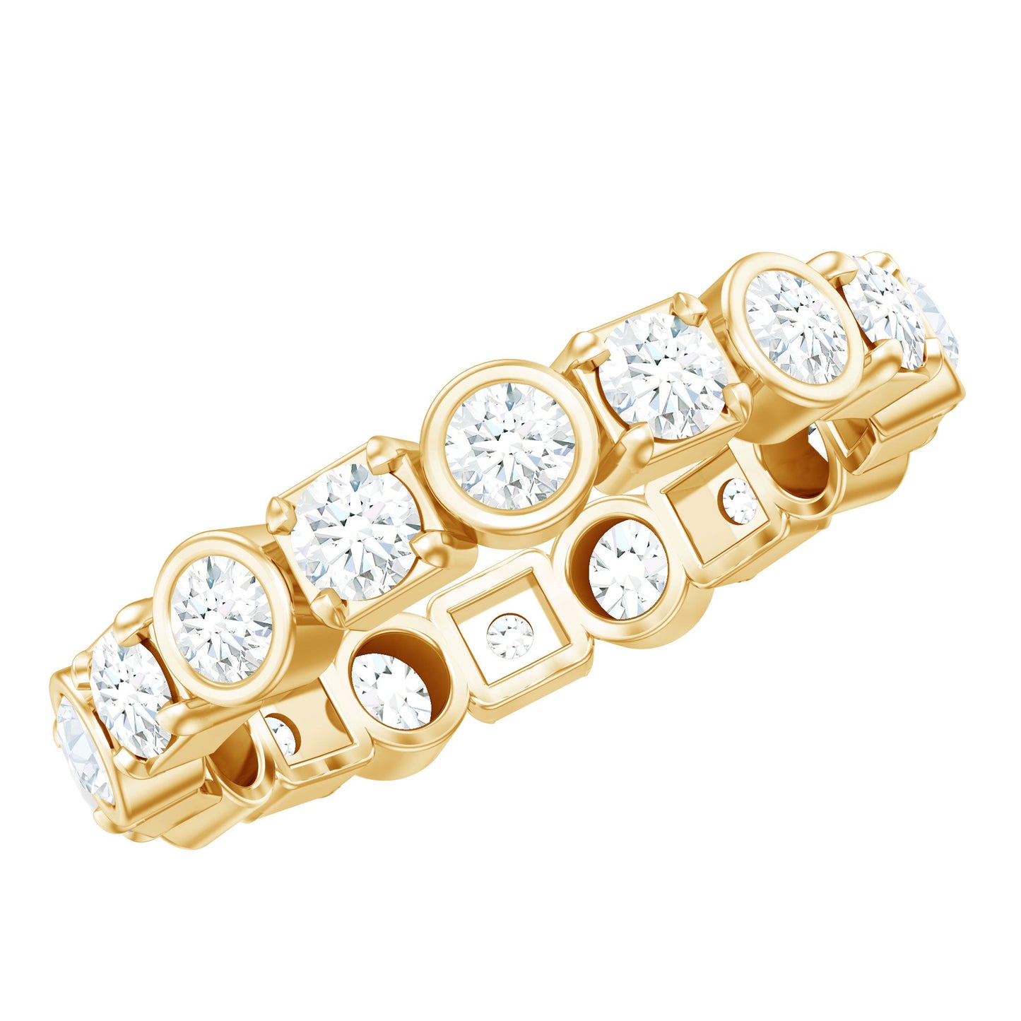 Round Moissanite Eternity Wedding Band with Certificate
