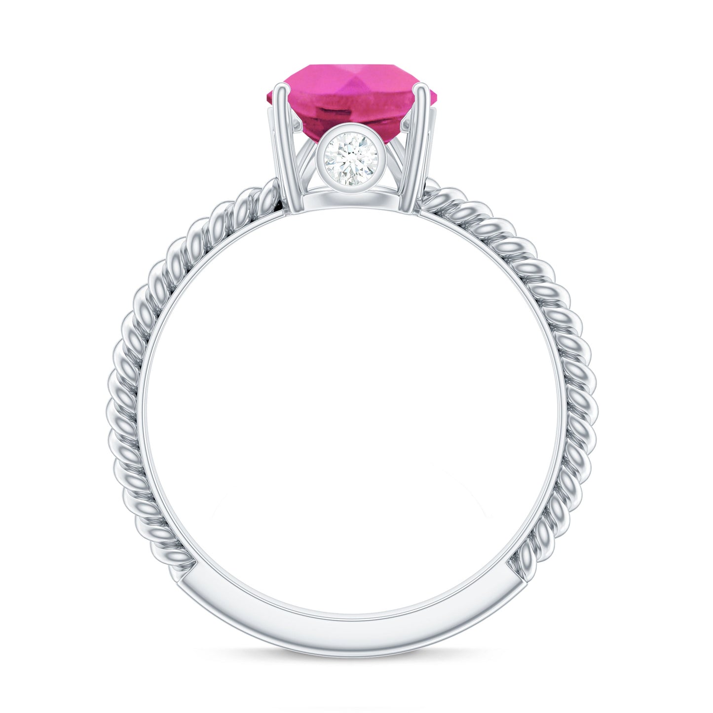 Pear Created Pink Sapphire Solitaire Engagement Ring