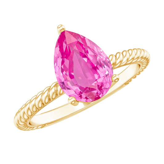 Pear Created Pink Sapphire Solitaire Engagement Ring