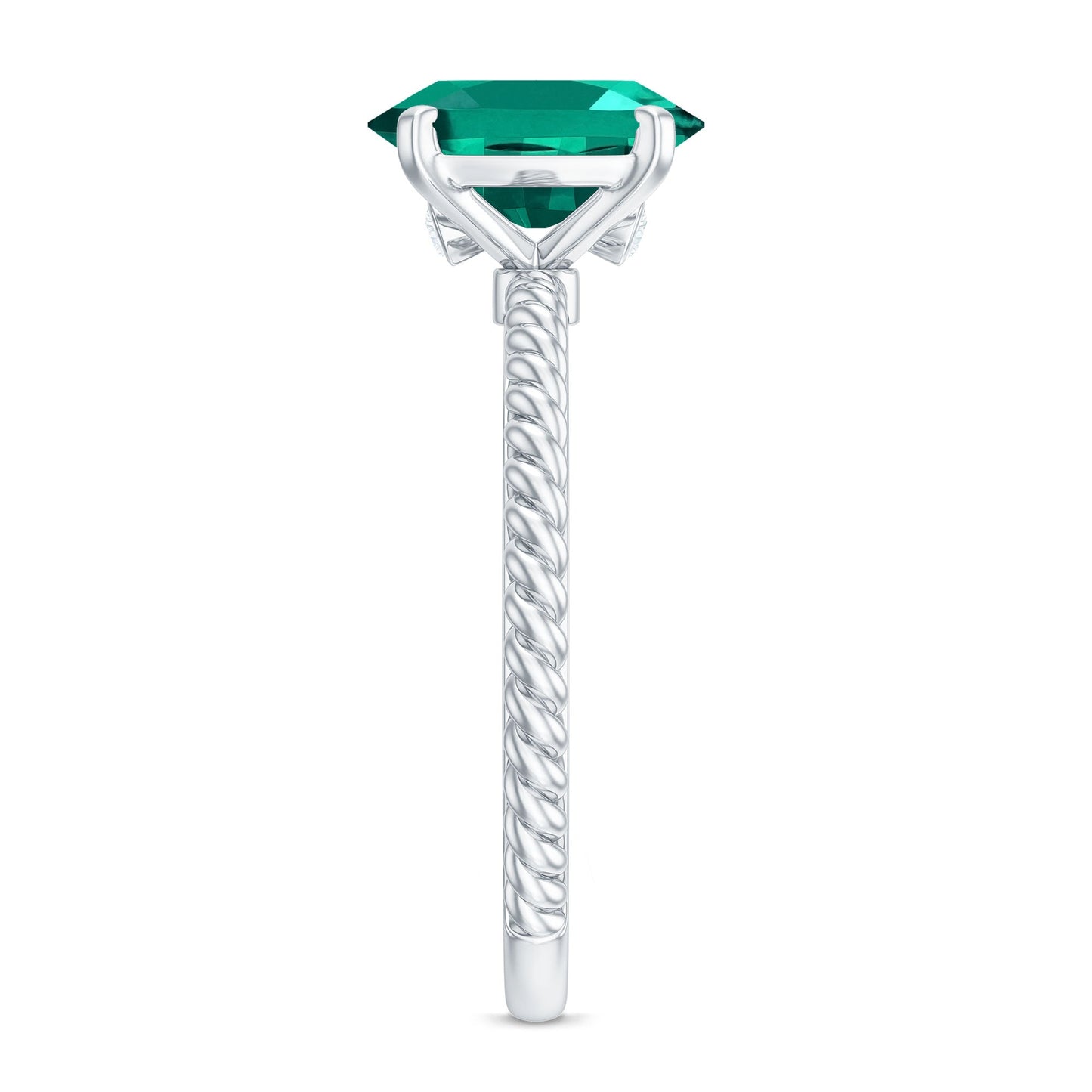 Certified 8X10 mm Oval Lab Grown Emerald Ring for Engagement