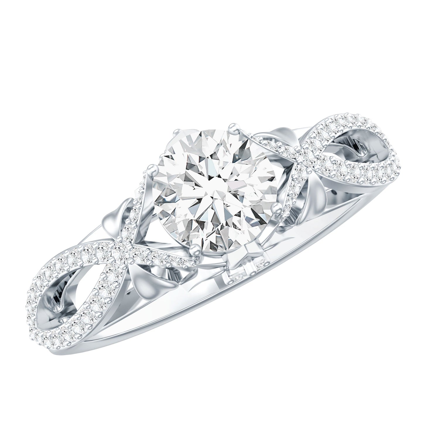 Certified 6 MM Lab Grown Diamond Crossover Engagement Ring