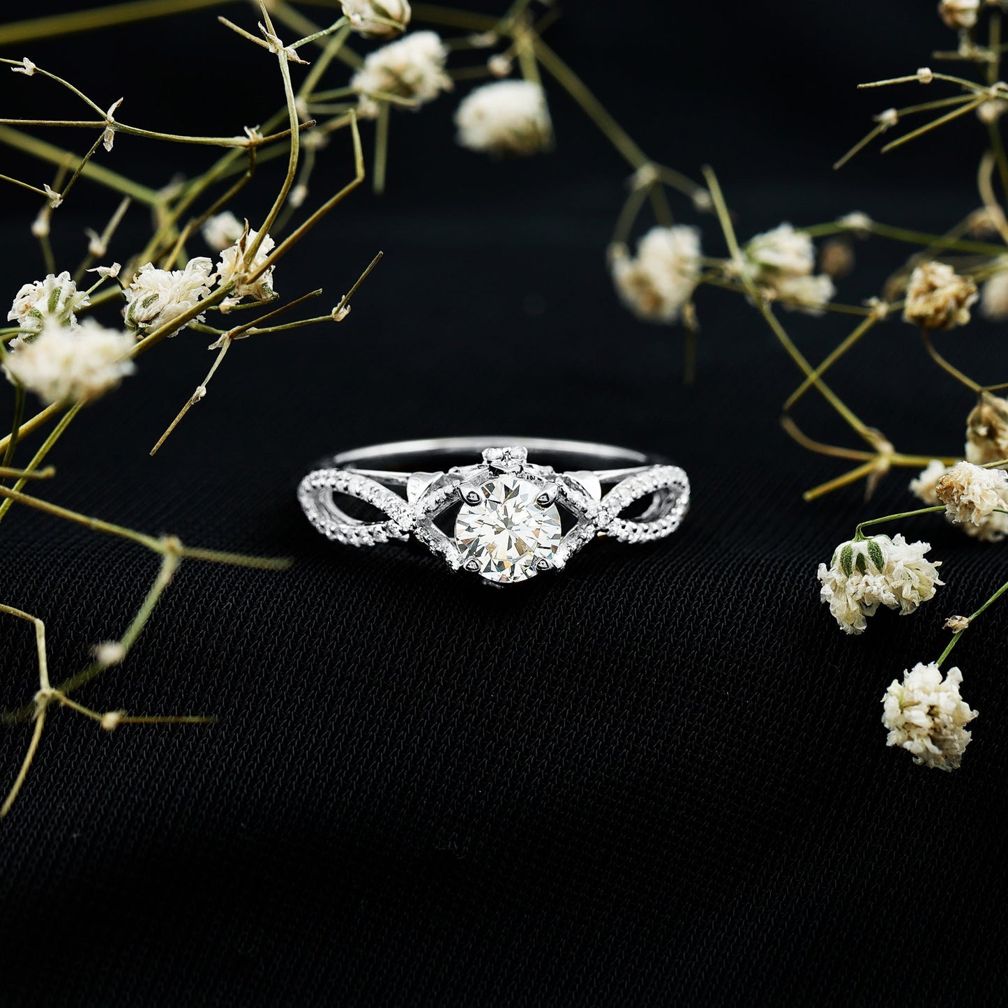 Certified 6 MM Lab Grown Diamond Crossover Engagement Ring