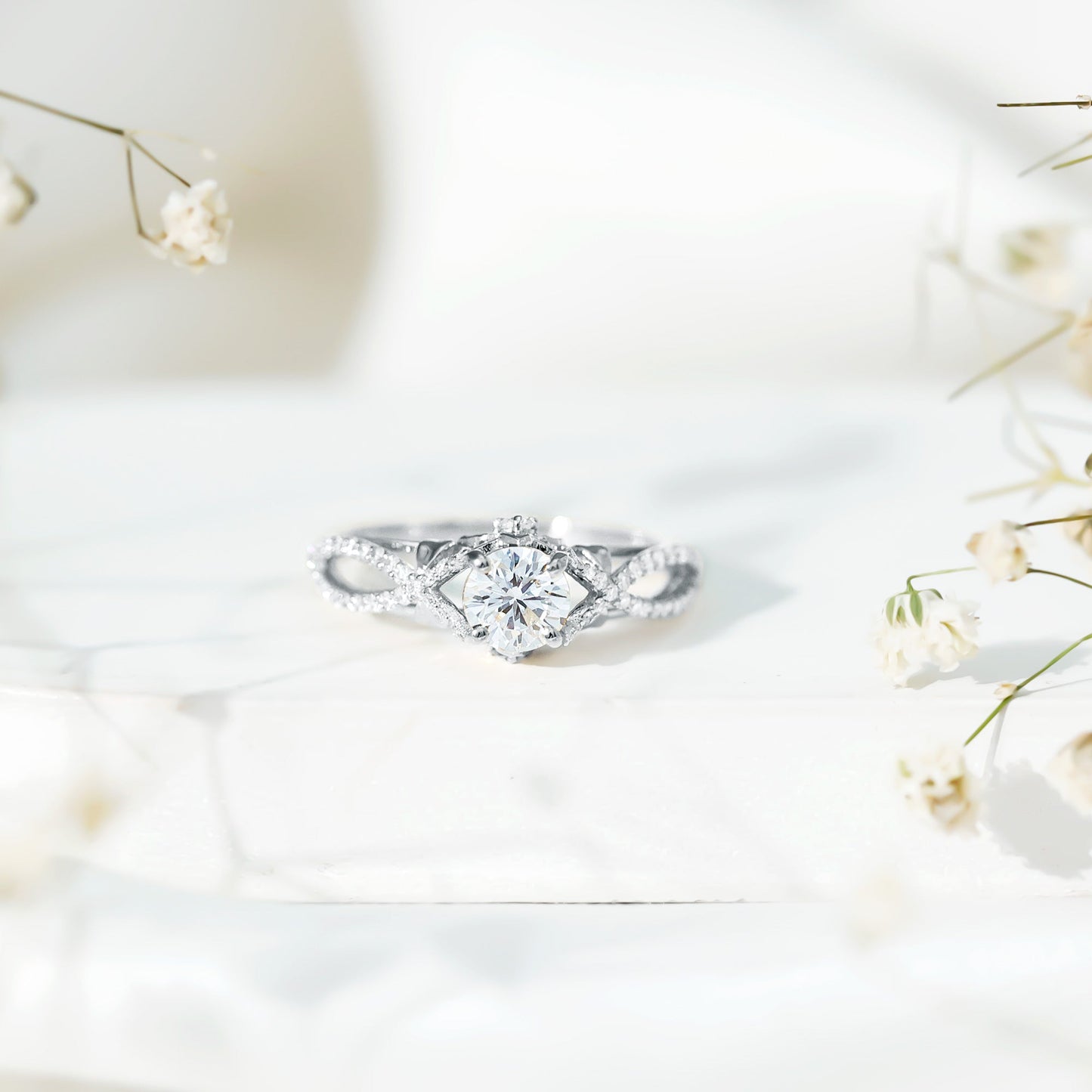Certified 6 MM Lab Grown Diamond Crossover Engagement Ring