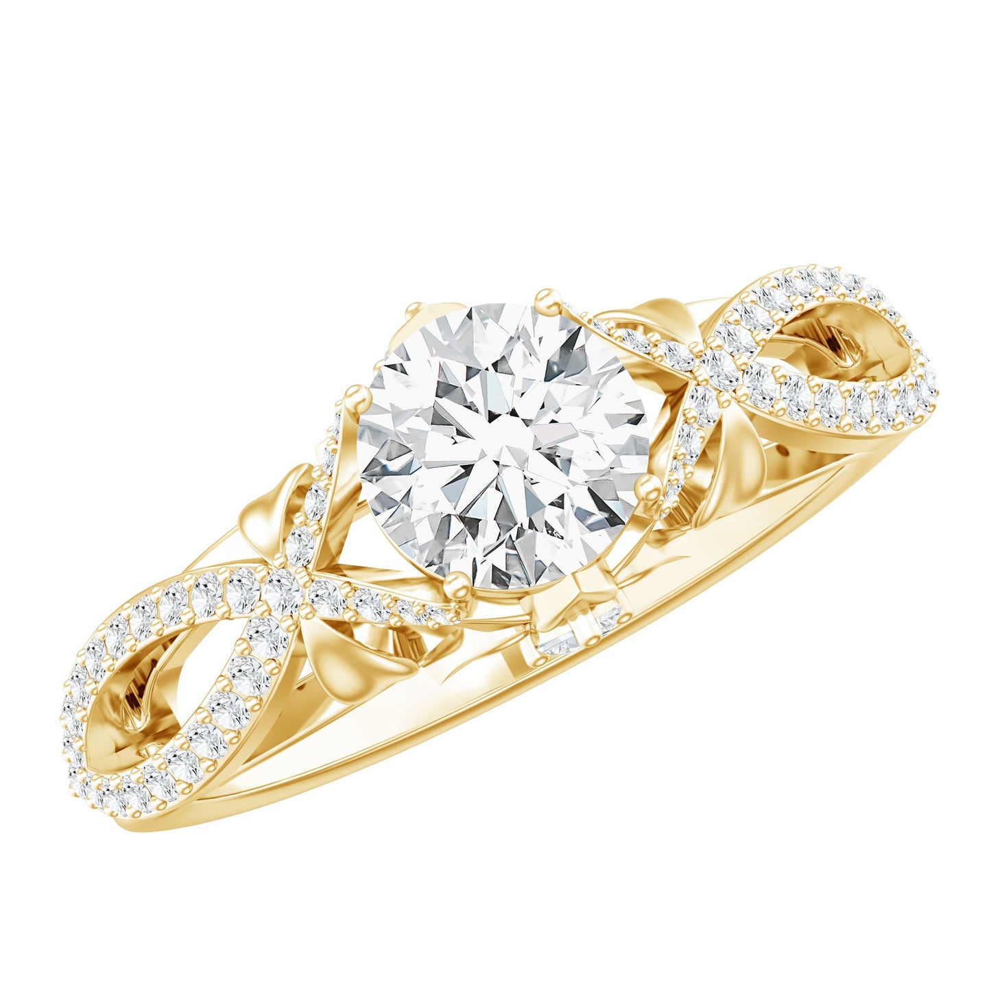 Certified 6 MM Lab Grown Diamond Crossover Engagement Ring