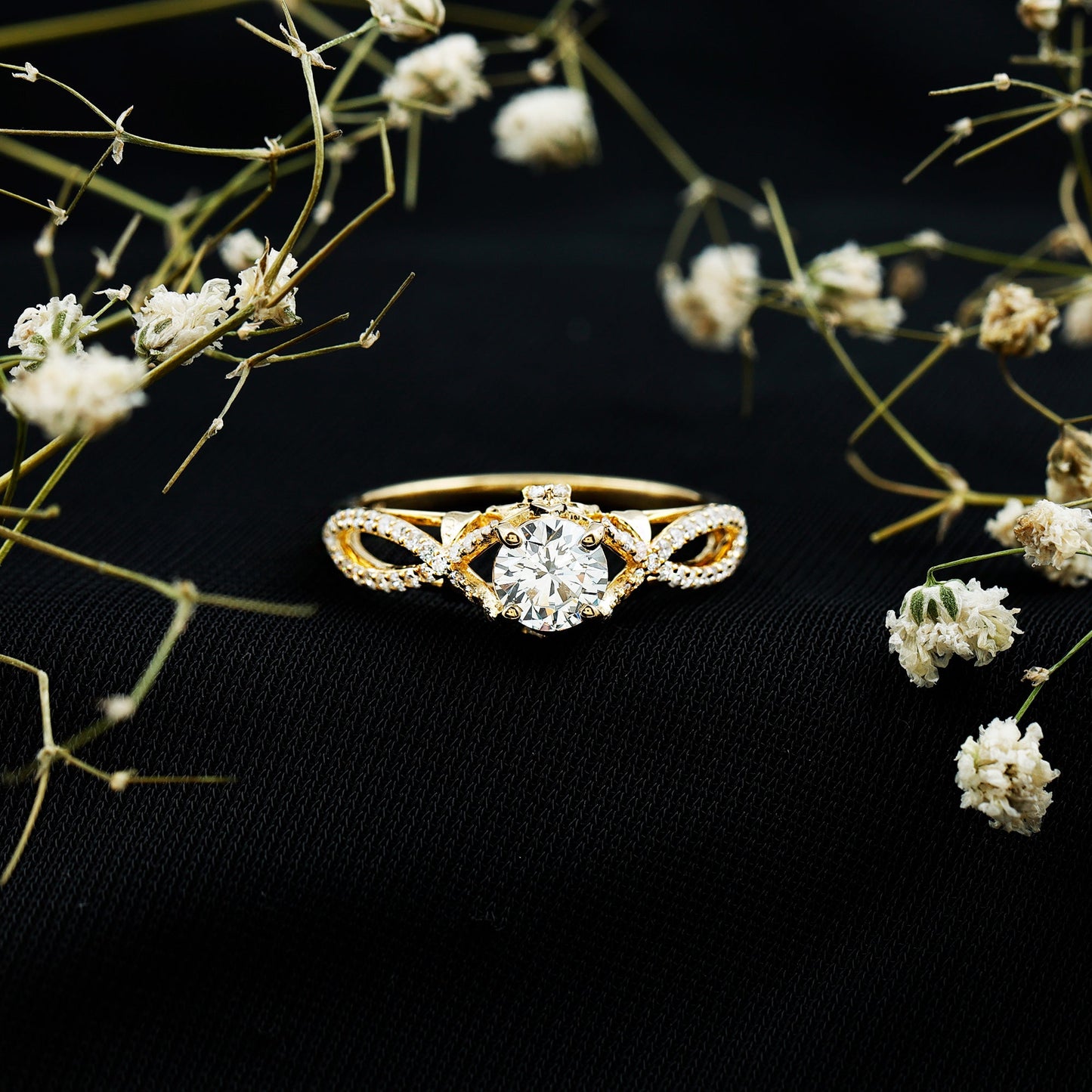 Certified 6 MM Lab Grown Diamond Crossover Engagement Ring