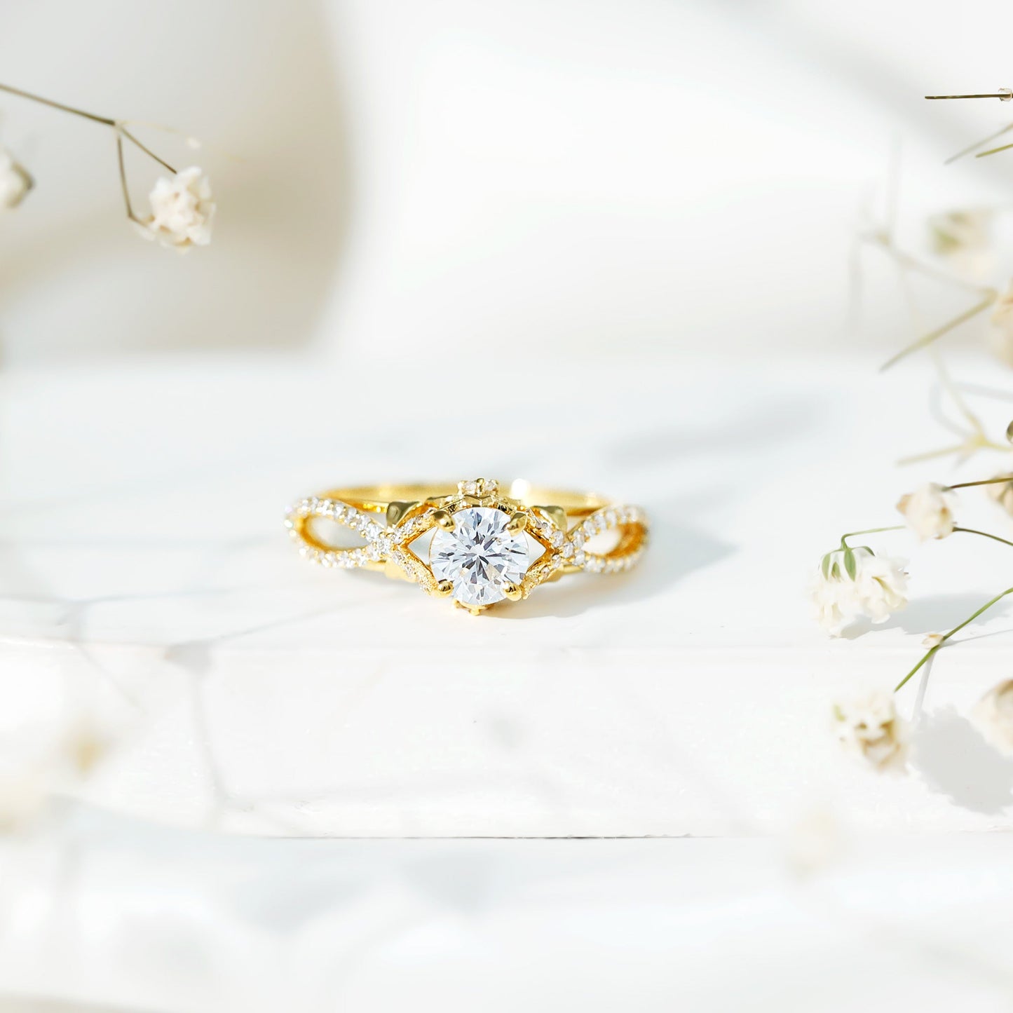Certified 6 MM Lab Grown Diamond Crossover Engagement Ring