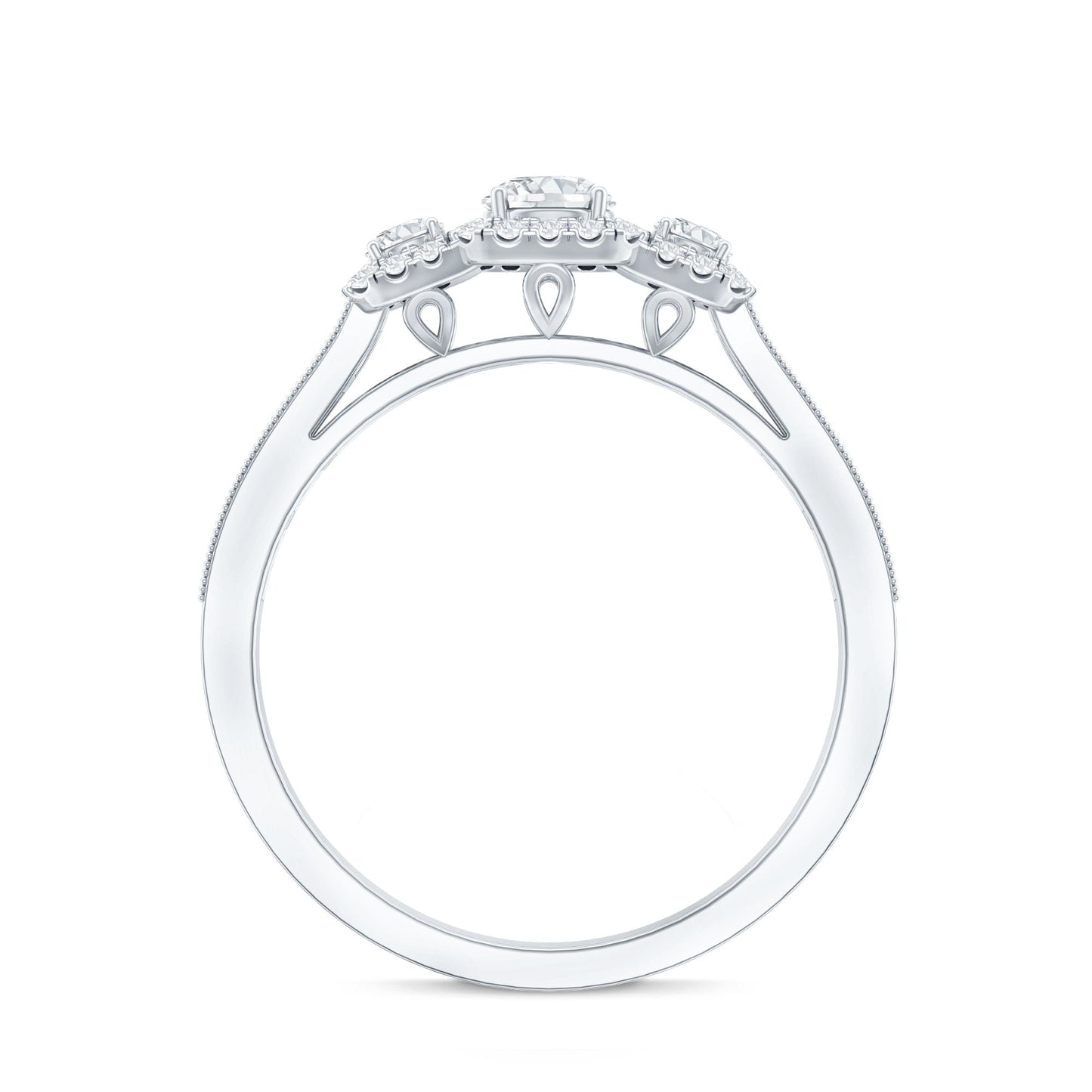 Certified Lab Grown Diamond Three Stone Engagement Ring