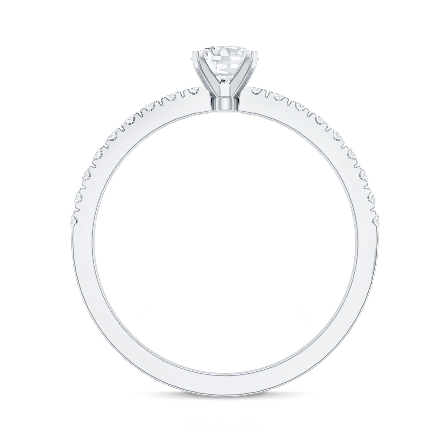 5 MM Lab Grown Diamond Simple Engagement Ring with Side Stones