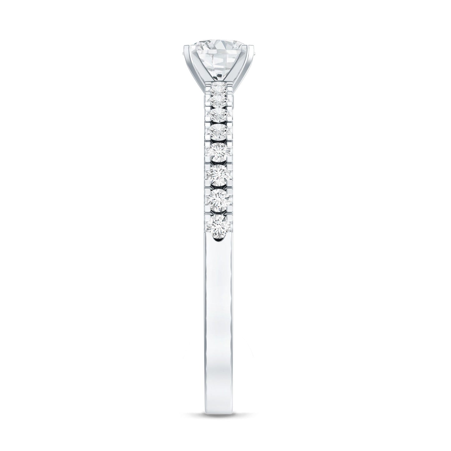 5 MM Lab Grown Diamond Simple Engagement Ring with Side Stones