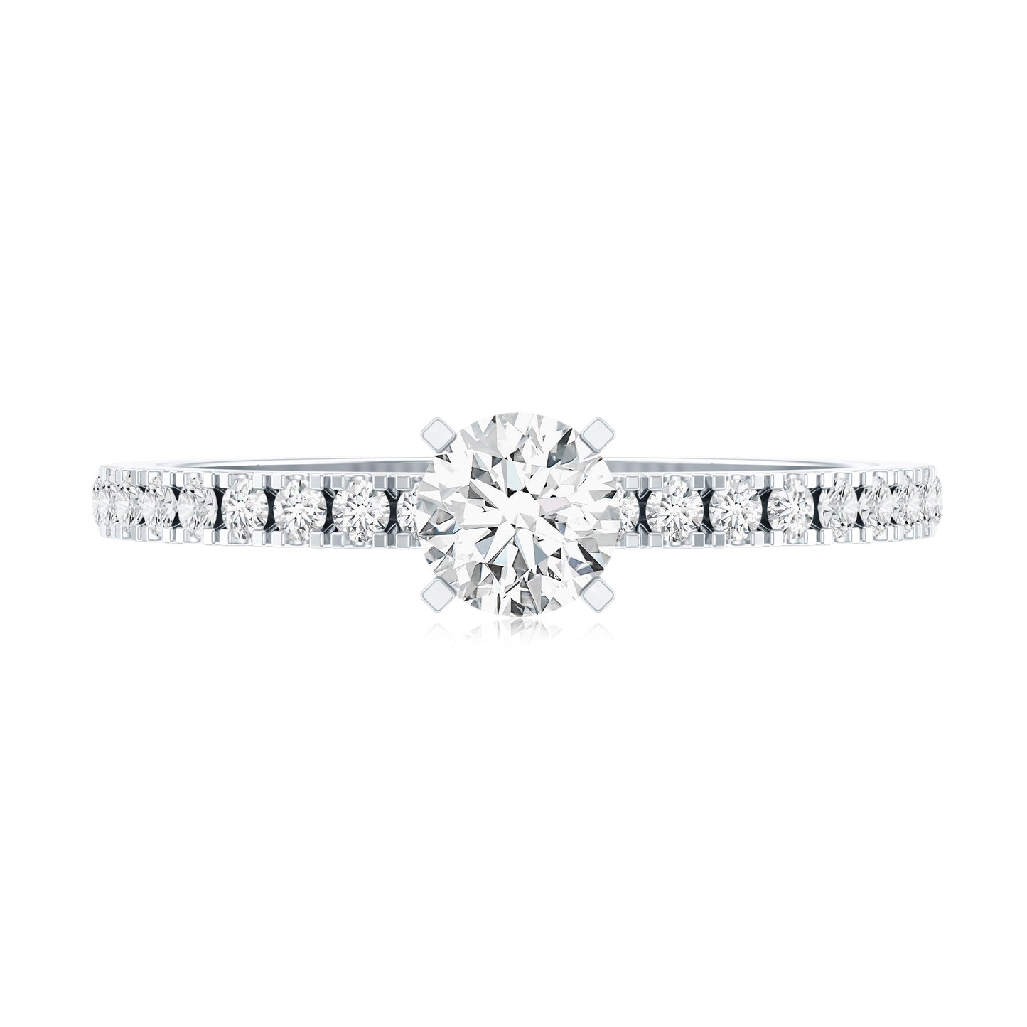 5 MM Lab Grown Diamond Simple Engagement Ring with Side Stones