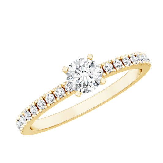 5 MM Lab Grown Diamond Simple Engagement Ring with Side Stones