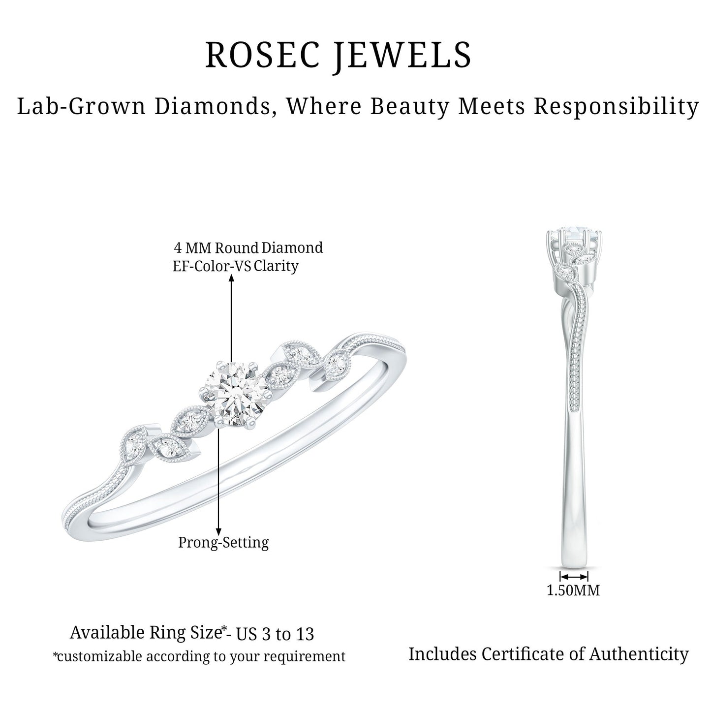 Certified Lab Grown Diamond Minimalist Promise Ring