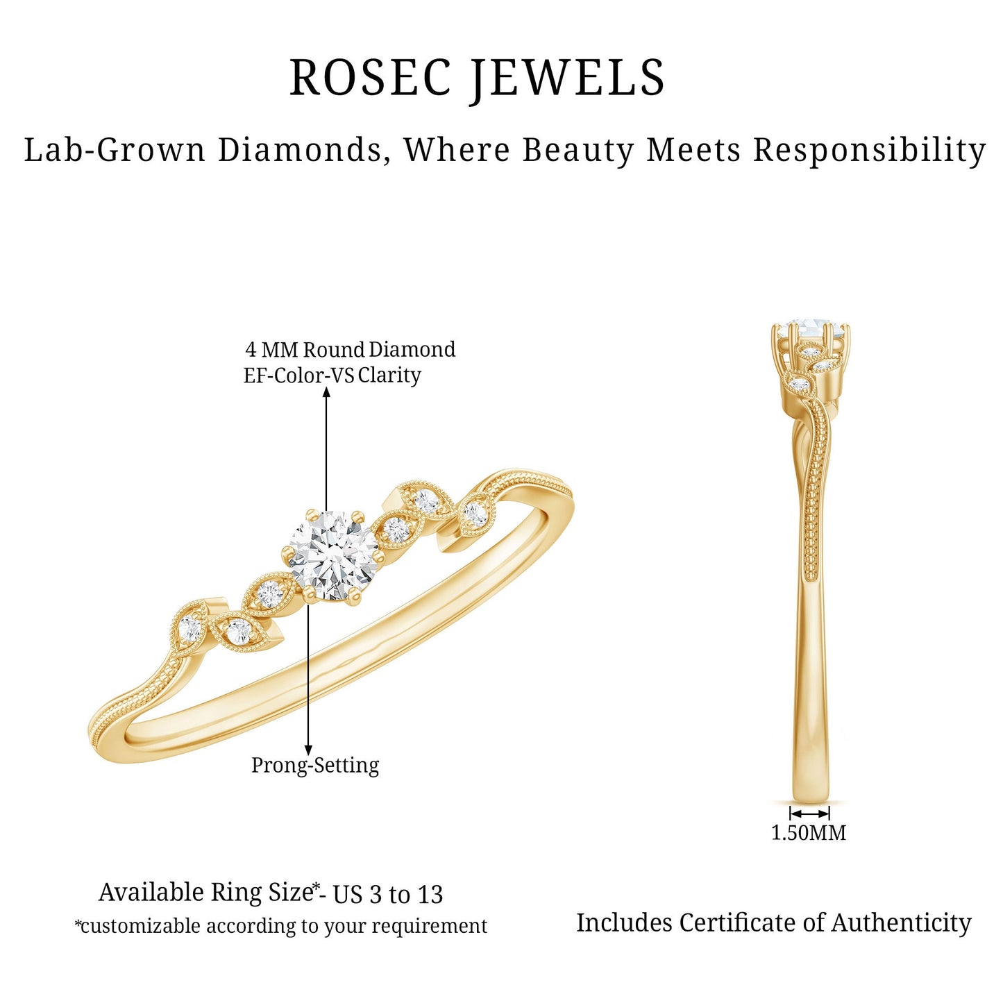 Certified Lab Grown Diamond Minimalist Promise Ring