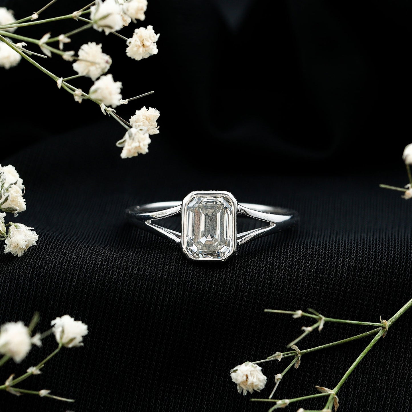 Certified Lab Grown Diamond 6X8 MM Emerald Cut Engagement Ring
