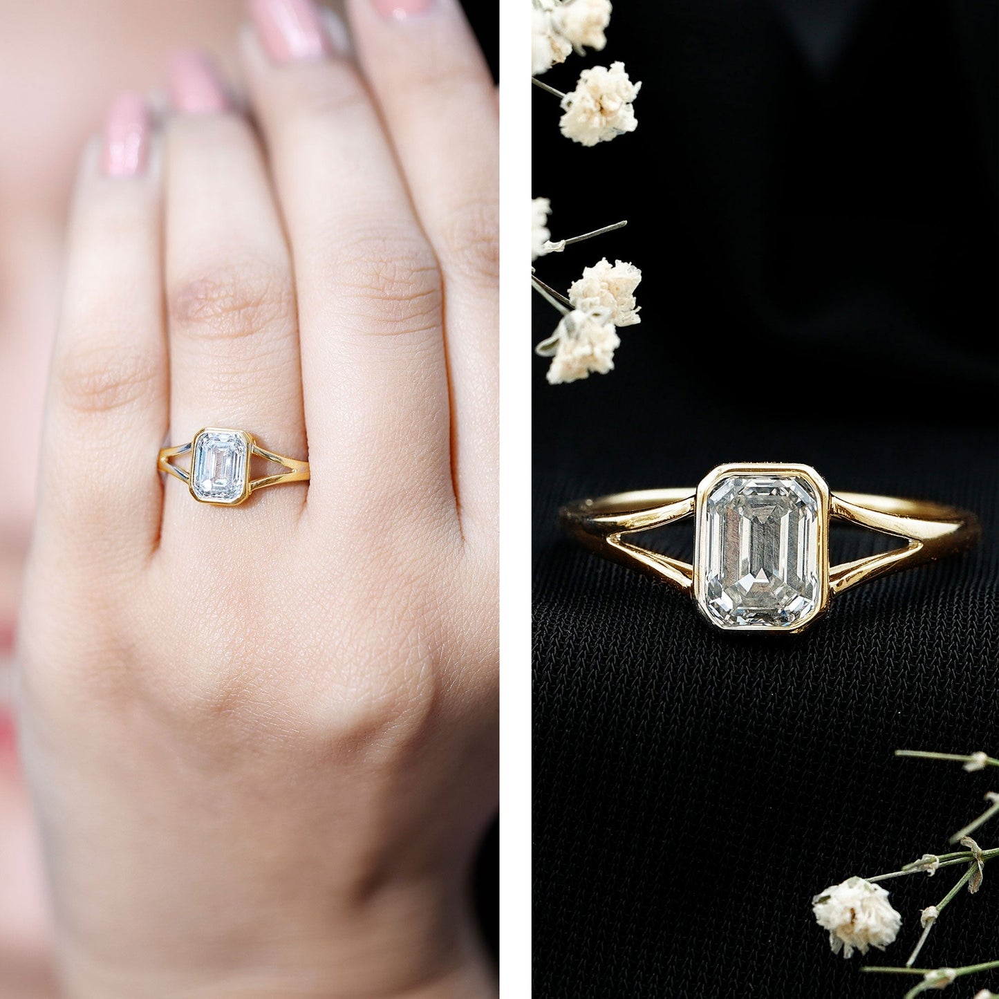 Certified Lab Grown Diamond 6X8 MM Emerald Cut Engagement Ring