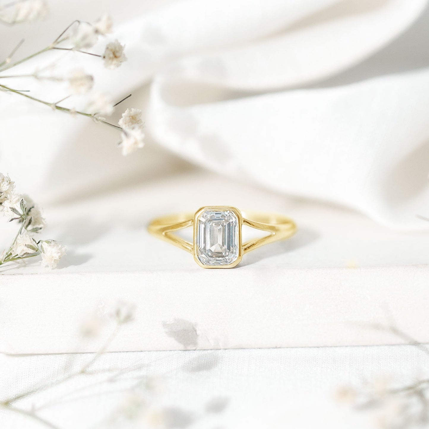 Certified Lab Grown Diamond 6X8 MM Emerald Cut Engagement Ring