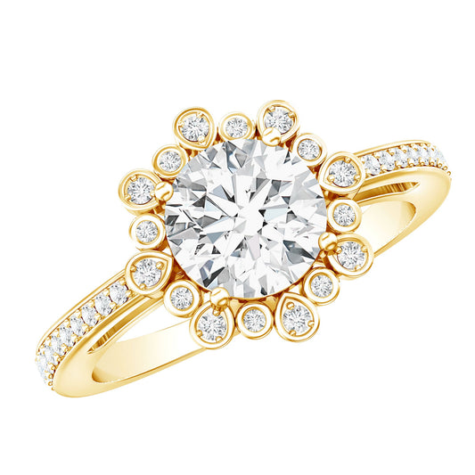 Lab Grown Diamond 8 MM Circle Engagement Ring With Side Stones