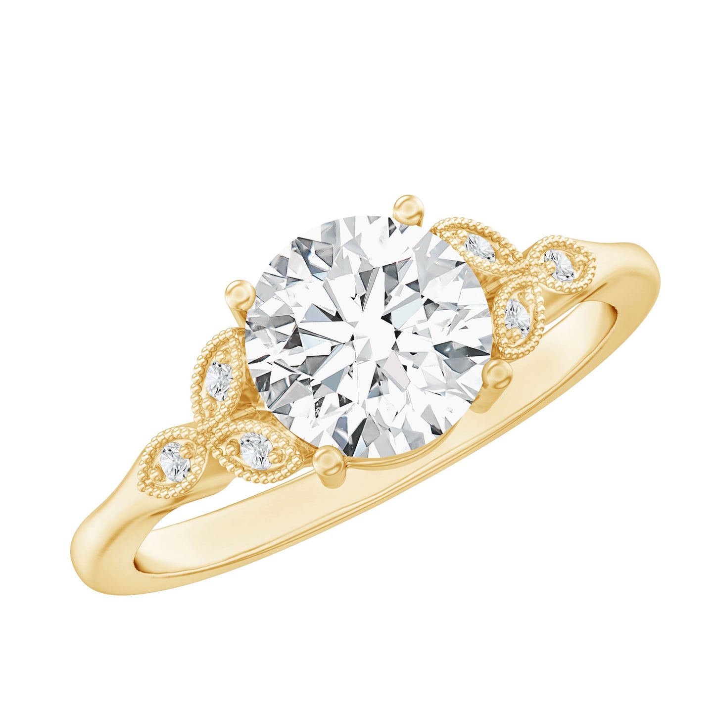 8 MM Round Lab Grown Diamond Vine Engagement Ring