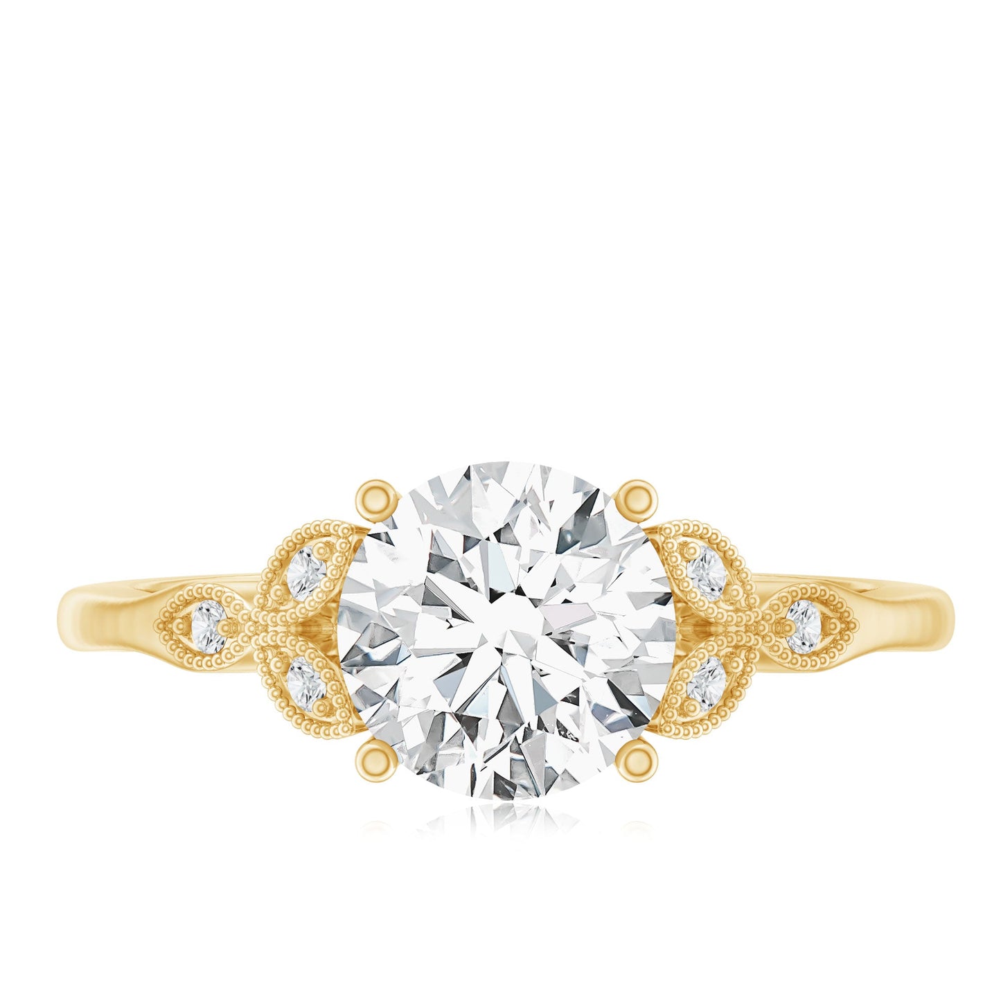 8 MM Round Lab Grown Diamond Vine Engagement Ring