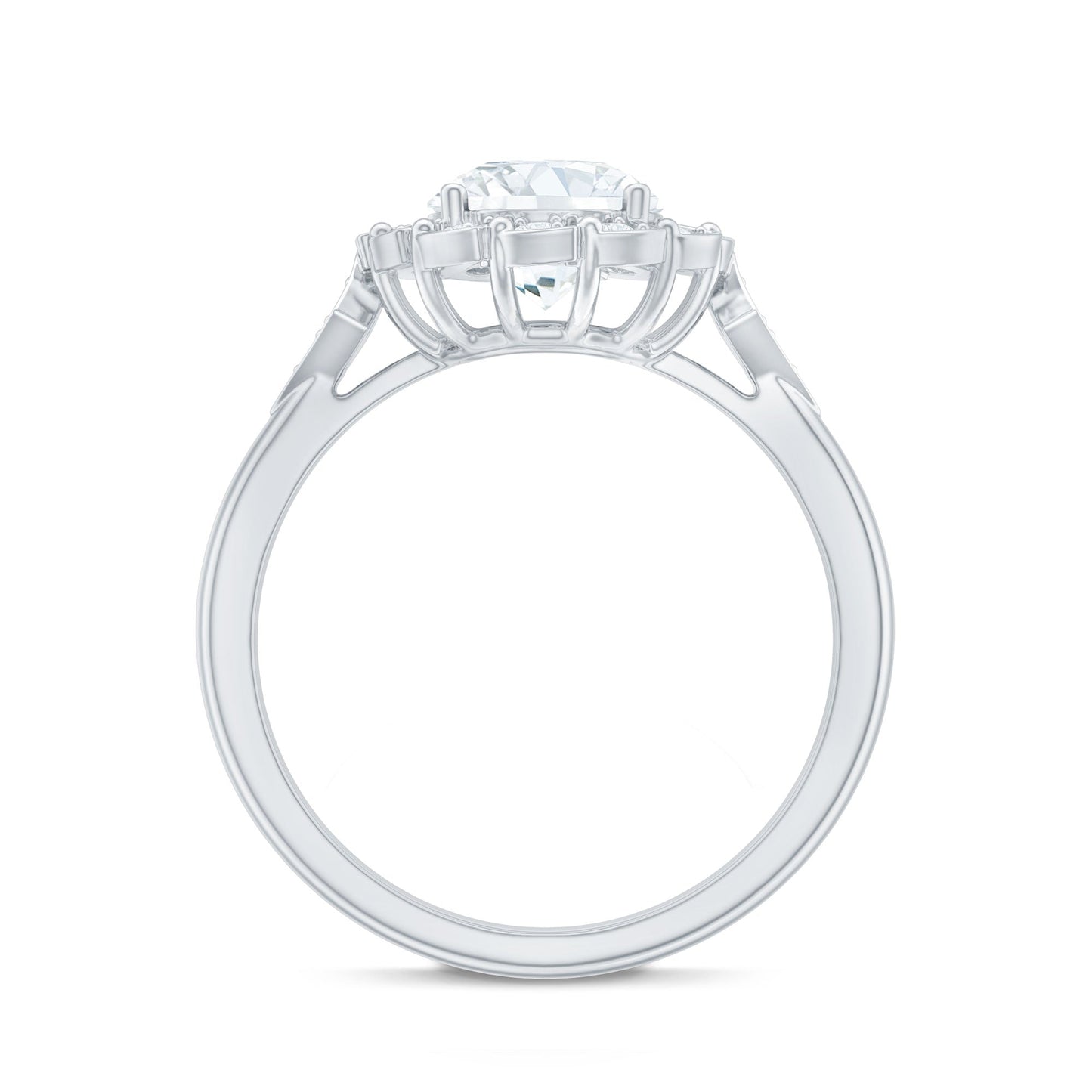 Certified 8 MM Lab Grown Diamond Flower Halo Engagement Ring
