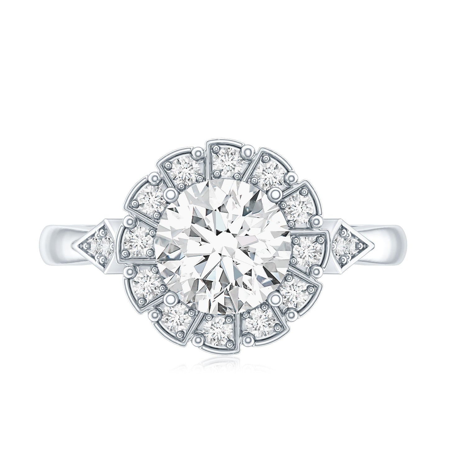 Certified 8 MM Lab Grown Diamond Flower Halo Engagement Ring