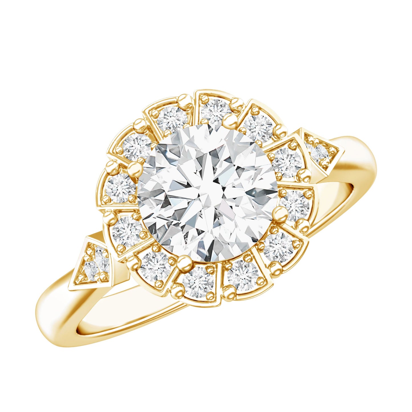 Certified 8 MM Lab Grown Diamond Flower Halo Engagement Ring