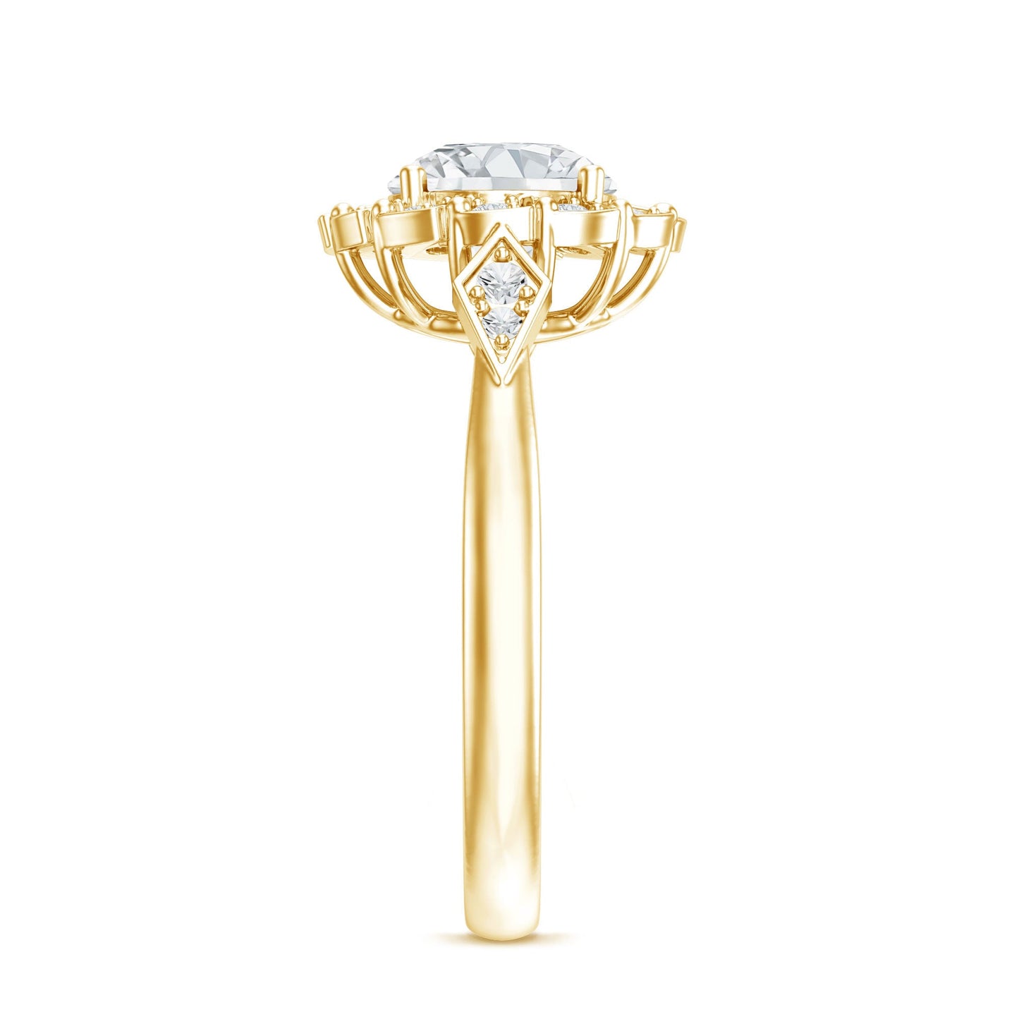 Certified 8 MM Lab Grown Diamond Flower Halo Engagement Ring