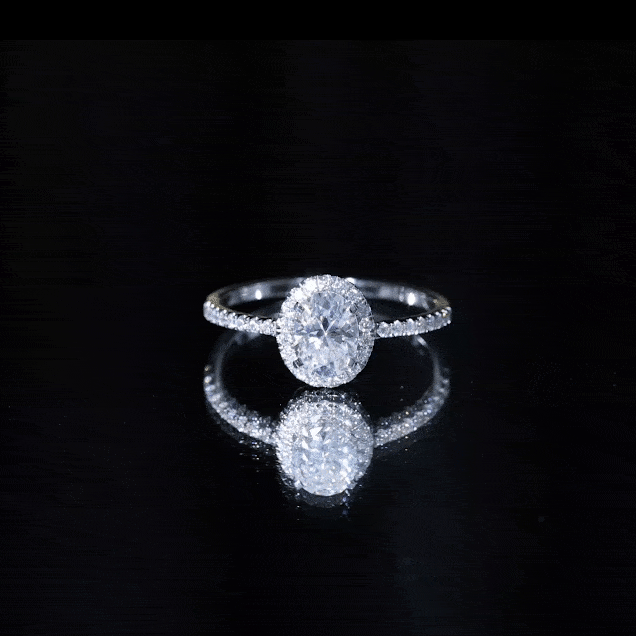 Certified Lab Grown Diamond 6X8 MM Oval Engagement Ring With Side Stones