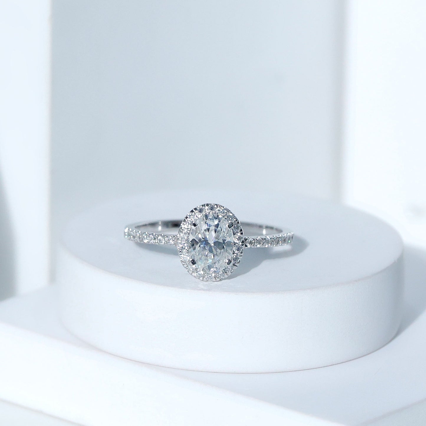 Certified Lab Grown Diamond 6X8 MM Oval Engagement Ring With Side Stones