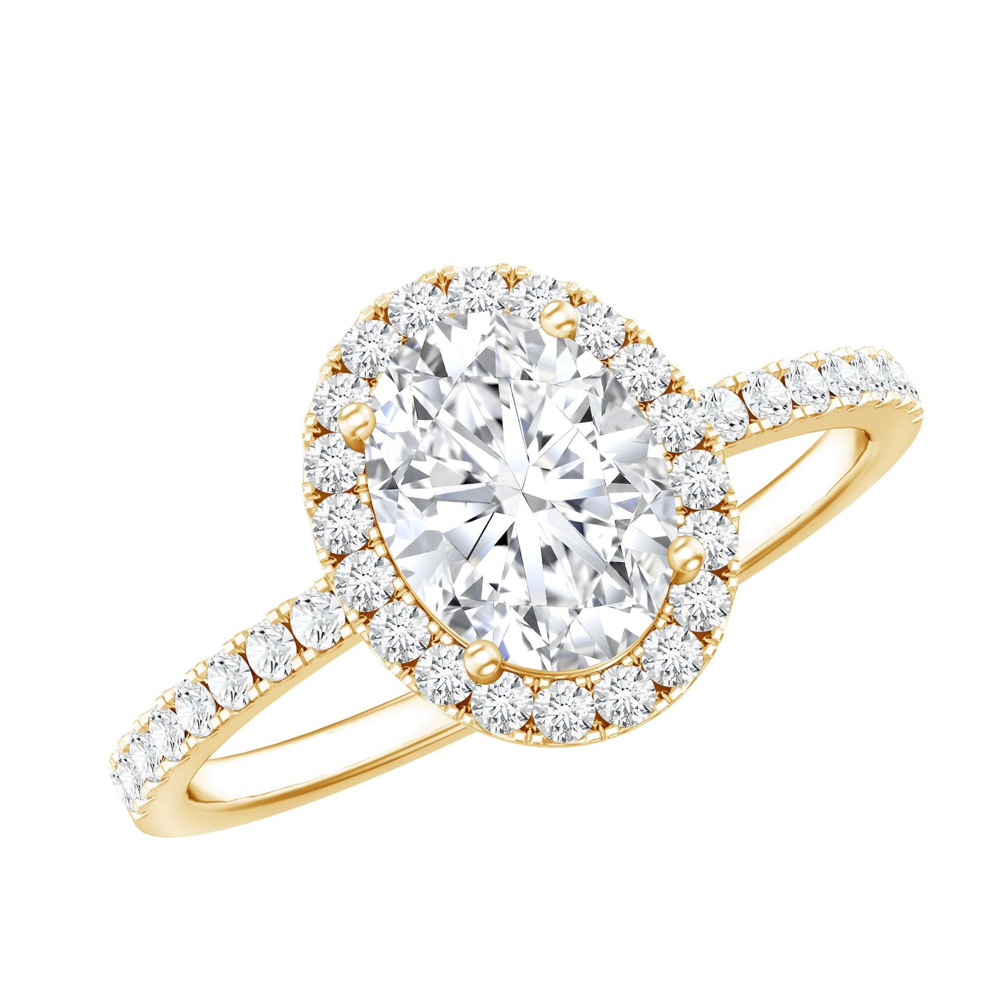 Certified Lab Grown Diamond 6X8 MM Oval Engagement Ring With Side Stones