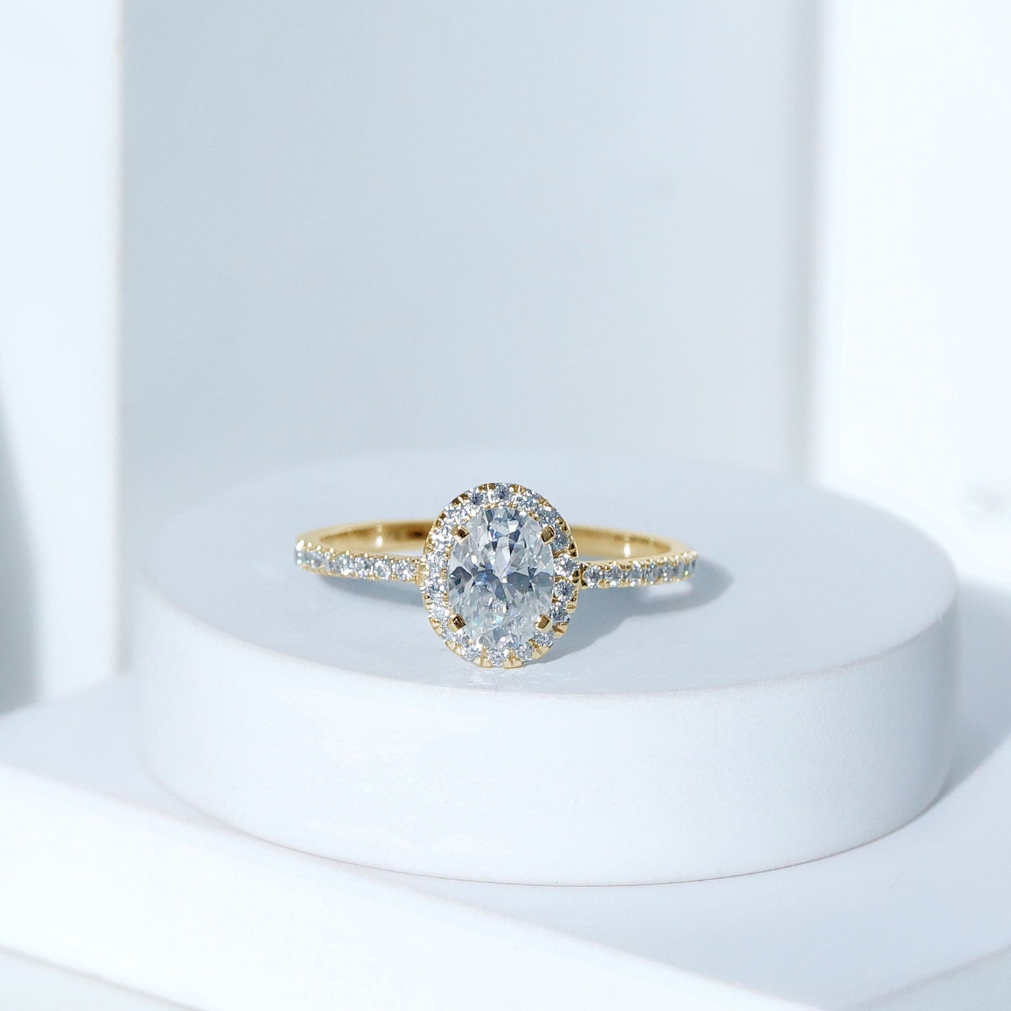 Certified Lab Grown Diamond 6X8 MM Oval Engagement Ring With Side Stones