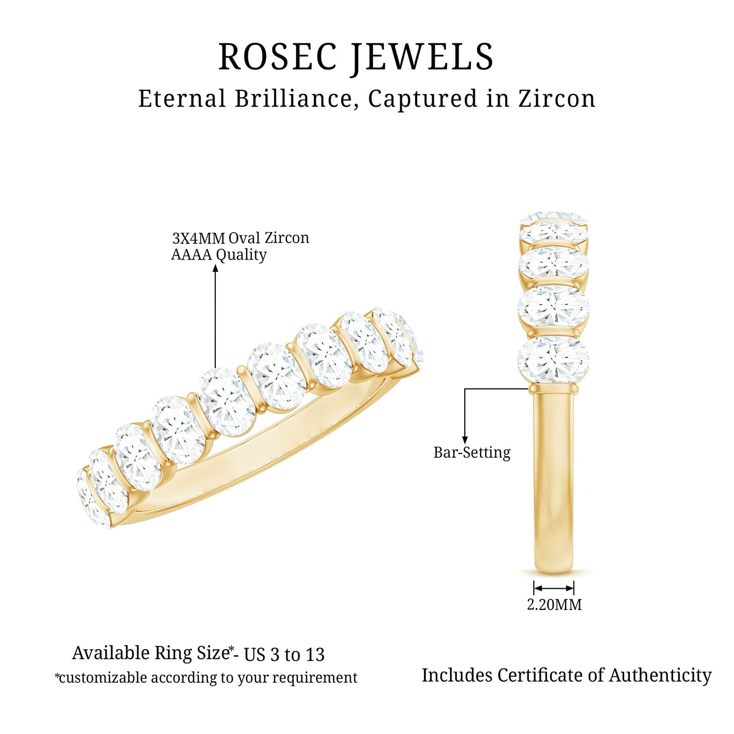 2 CT Zircon Half Eternity Ring