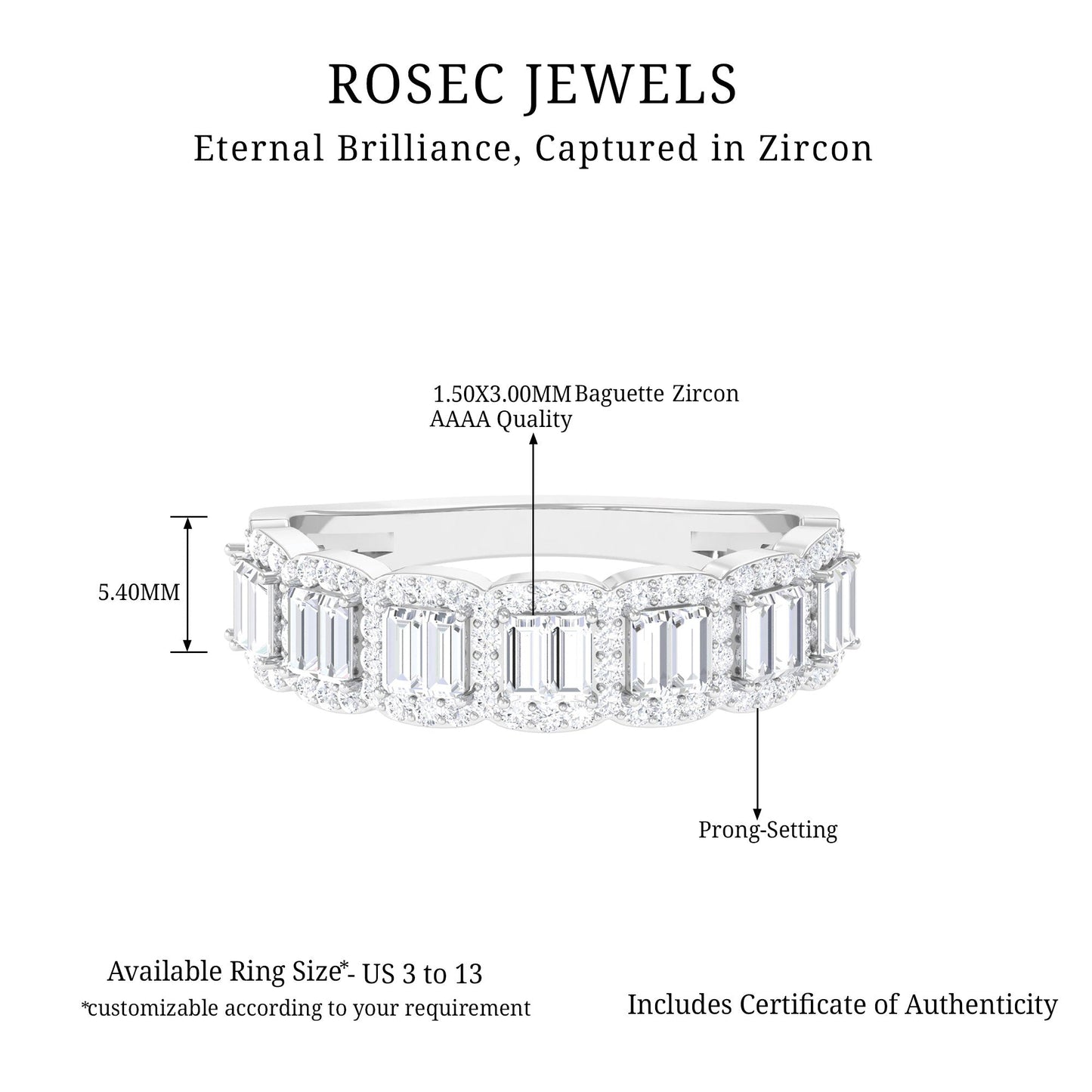 Designer Cubic Zirconia Semi Eternity Band Ring